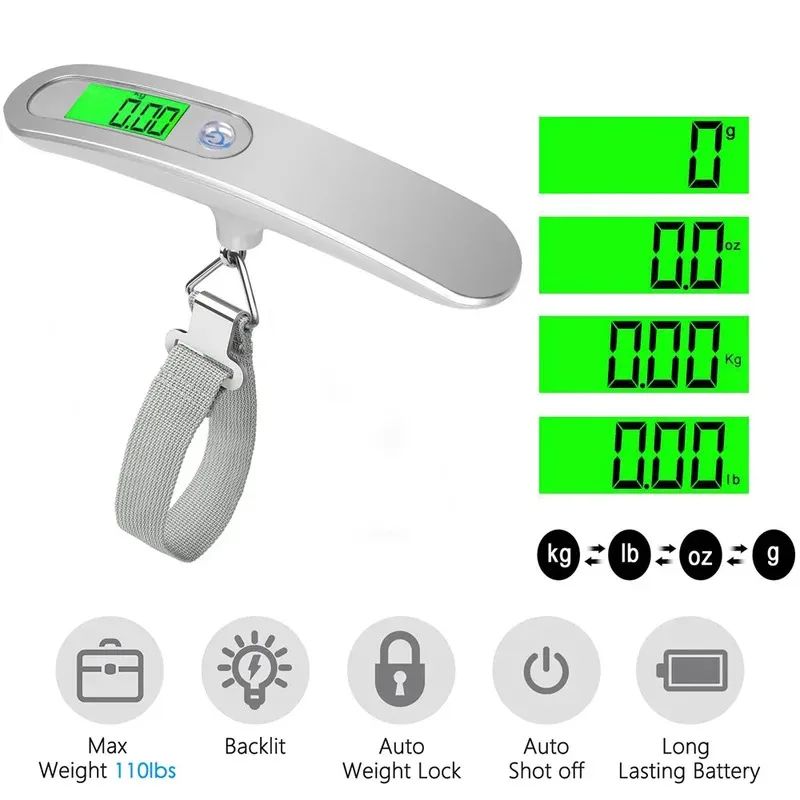 Luggage Scale Hanging - Báscula de pescado de 50kg/110lb, báscula