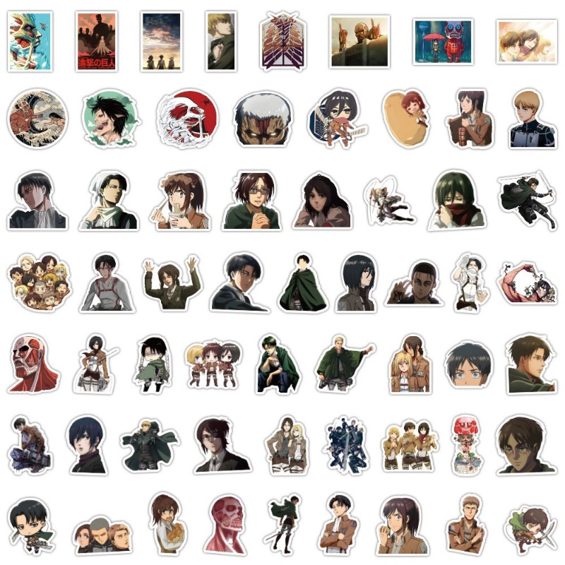 Sticker Luggage Decorative - 60 pegatinas de anime de Attack