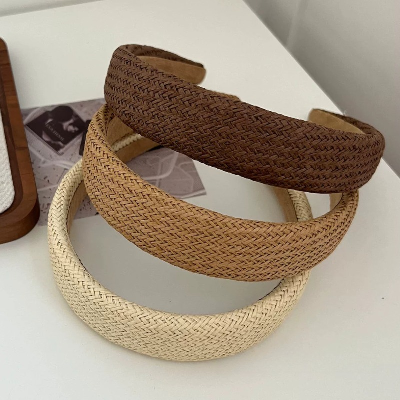 Travel Accessories For Elderly - Diadema de Paja Tejida Estilo Bohemio